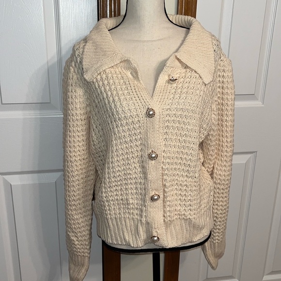 Blu Pepper Cream Knit Cardigan - Picture 1 of 11
